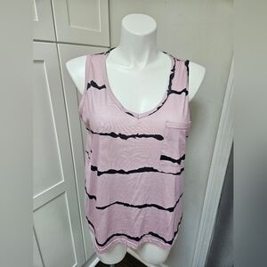 Abstract Brushstroke Stripe Tank Dusty Mauve & Black Size 1X